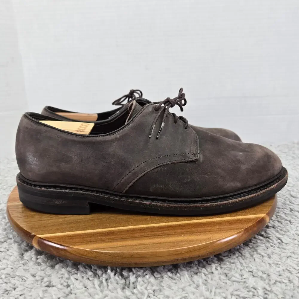 Allen Edmonds Mens 10.5 3E Wide Surrey Brown Nubuck Weatherproof Derby Oxford